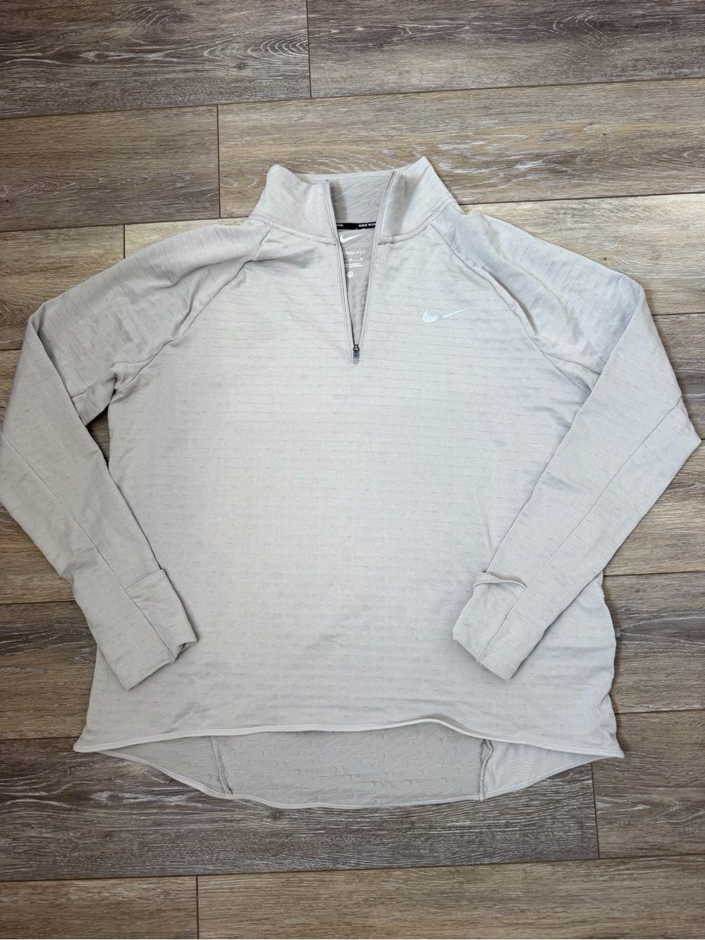 Nike Gray Beige Quarter-Zip Pullover Sz XL